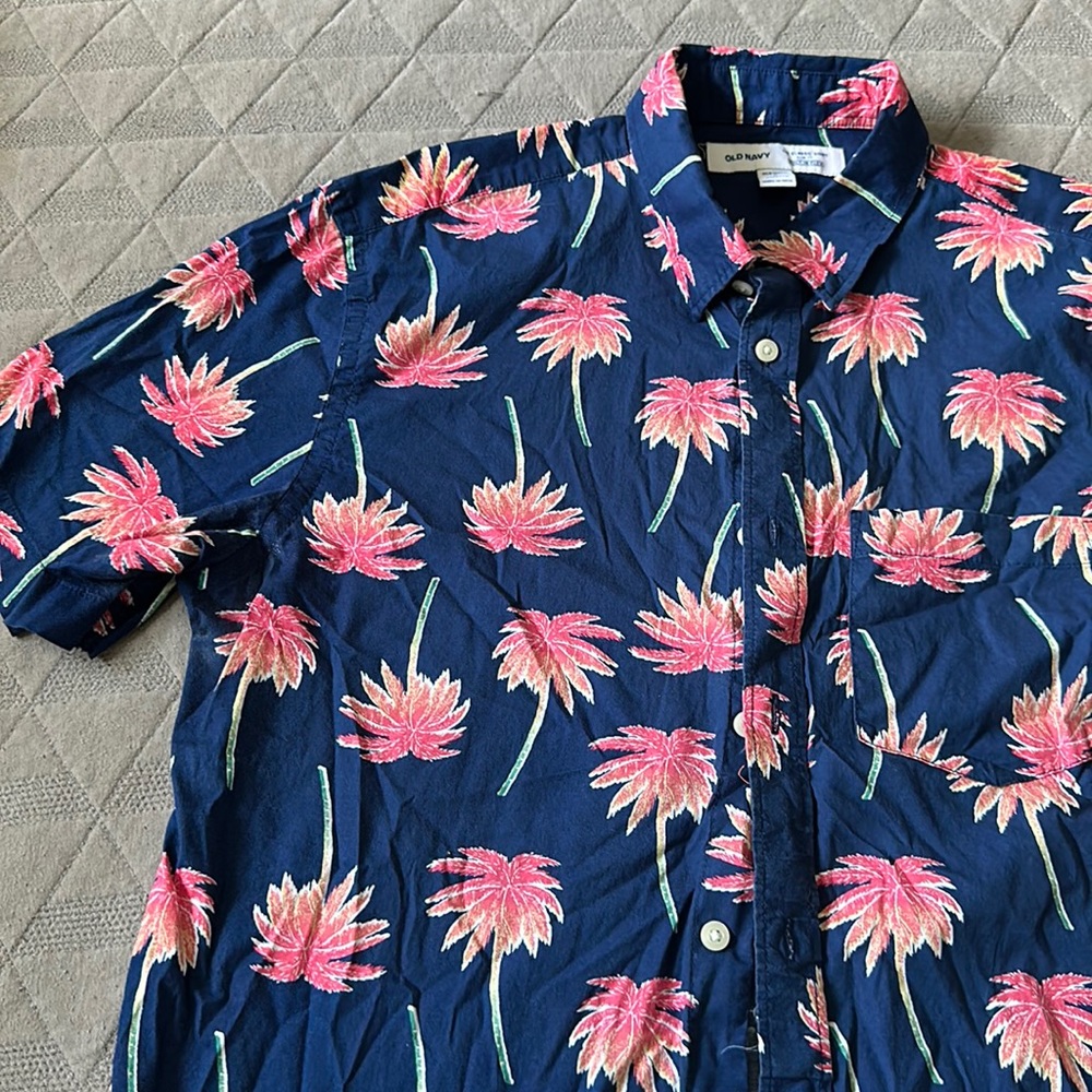 Slim Fit Button Up with Palm Trees